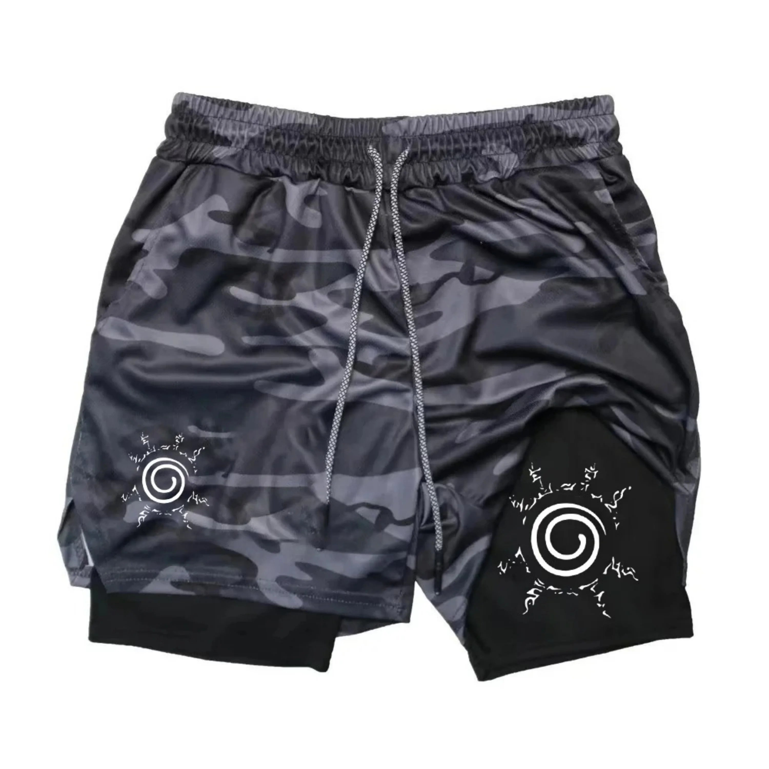 "Naruto" anime - Men's gym sports shorts - Quick dry-clean sports pants for running - Dual-purpose shorts for fitness training a