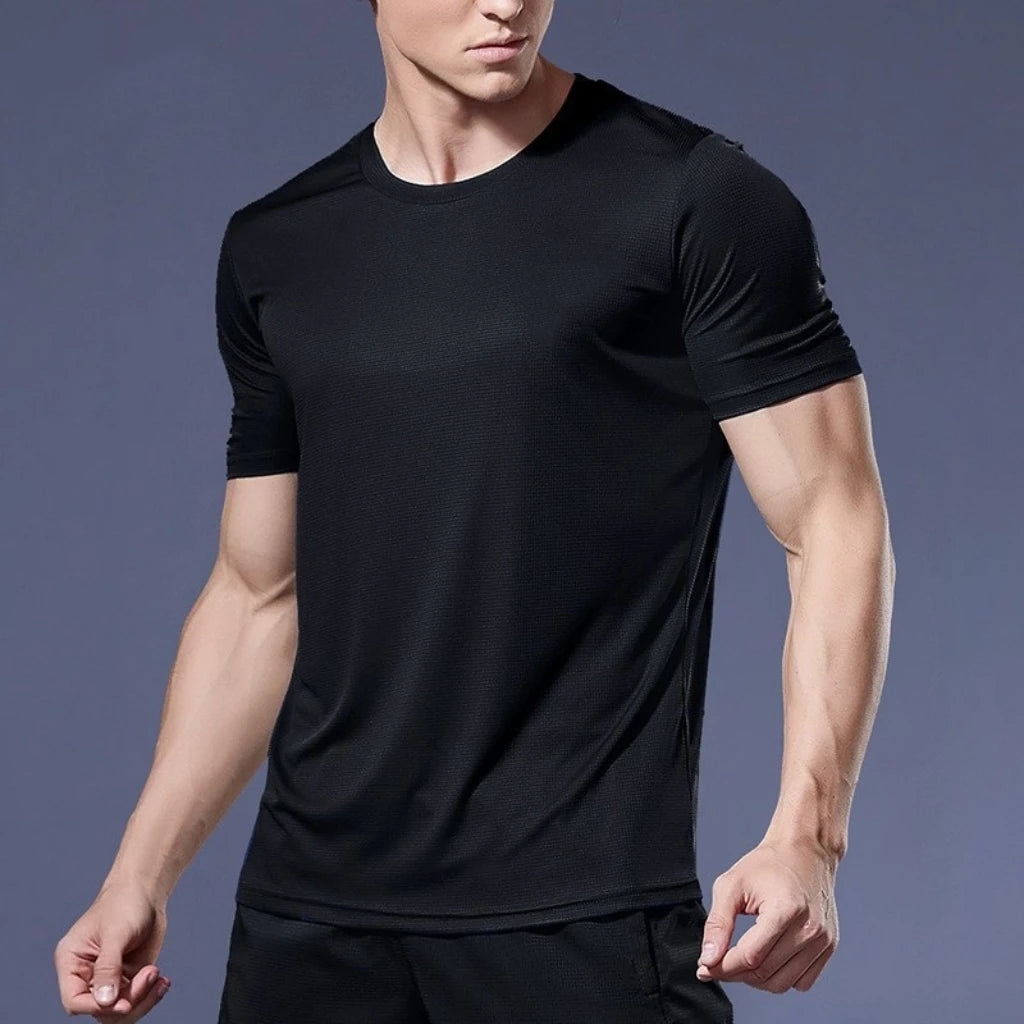 Running Moisture Wicking Round Neck T-Shirt Training Exercise Gym Sport Shirt Tops Lightweight Men's Quick Dry Short Sleeve Gym