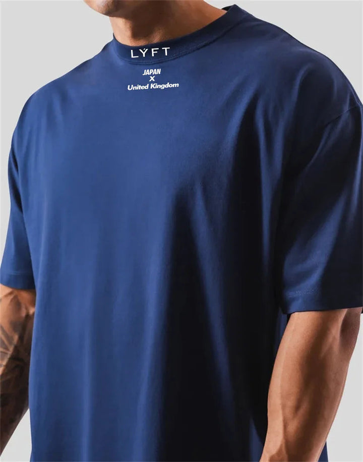 LYFT 100% Cotton Men's Gym T-Shirt Loose Fit Short Sleeve Sport Fitness Running Workout Training Shirt in Sizes M to XXXL ATFH