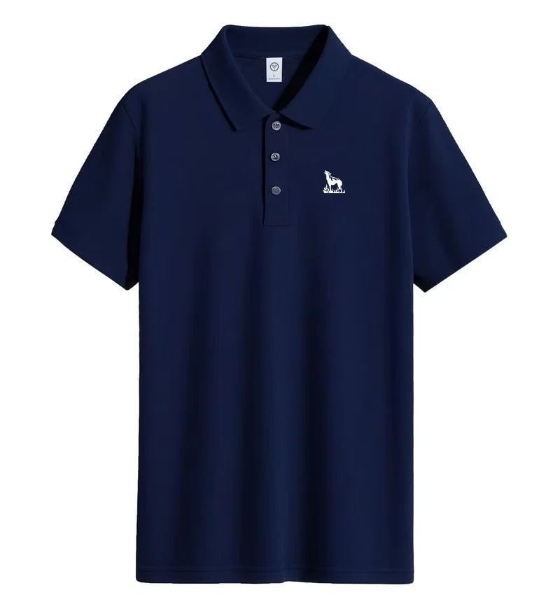 2026 summer new men's collar polo shirt printed short sleeved casual business fashion slim fit men's T-shirt top