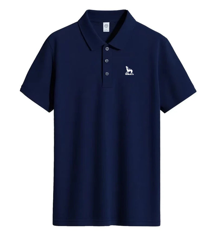 2026 summer new men's collar polo shirt printed short sleeved casual business fashion slim fit men's T-shirt top