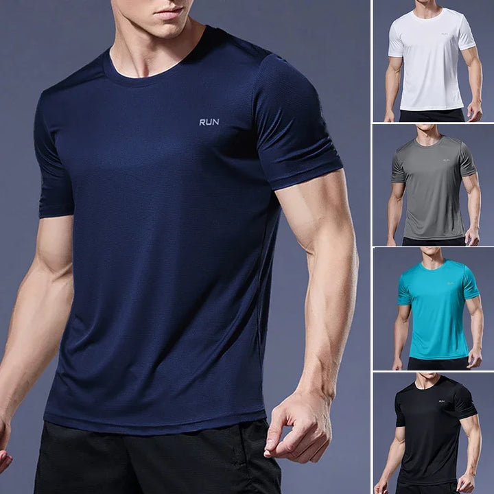 Summer Men Ice Silk t Shirt Short Sleeve t-Shirt Breathable Casual Tops Shirts Quick Dry Running Gym t-Shirts For Men Clothing