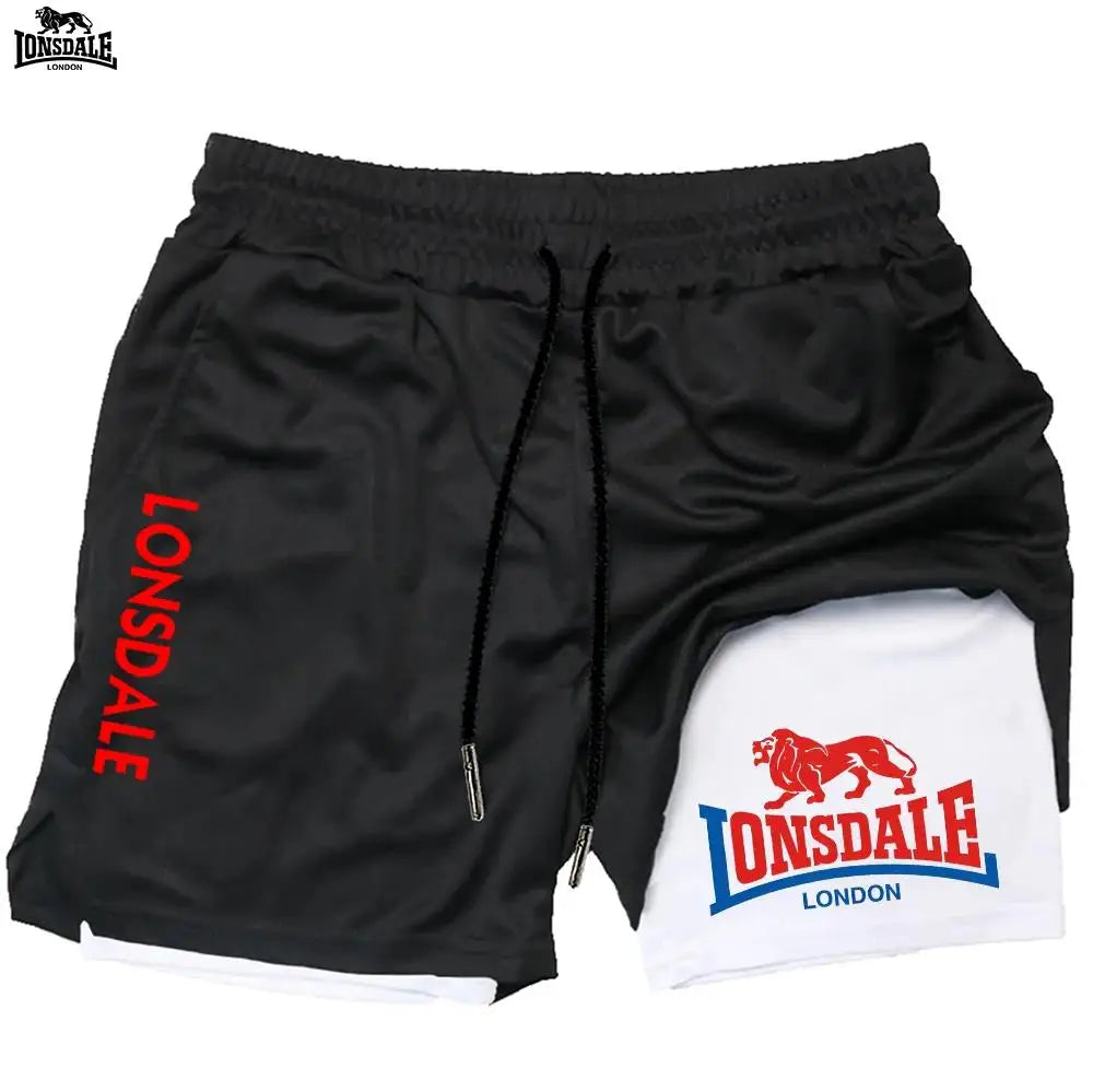 LONSDALE Men's Double Layer Two-in-One Sport Shorts Casual Quick-Drying Breathable Summer Running Clothing Short