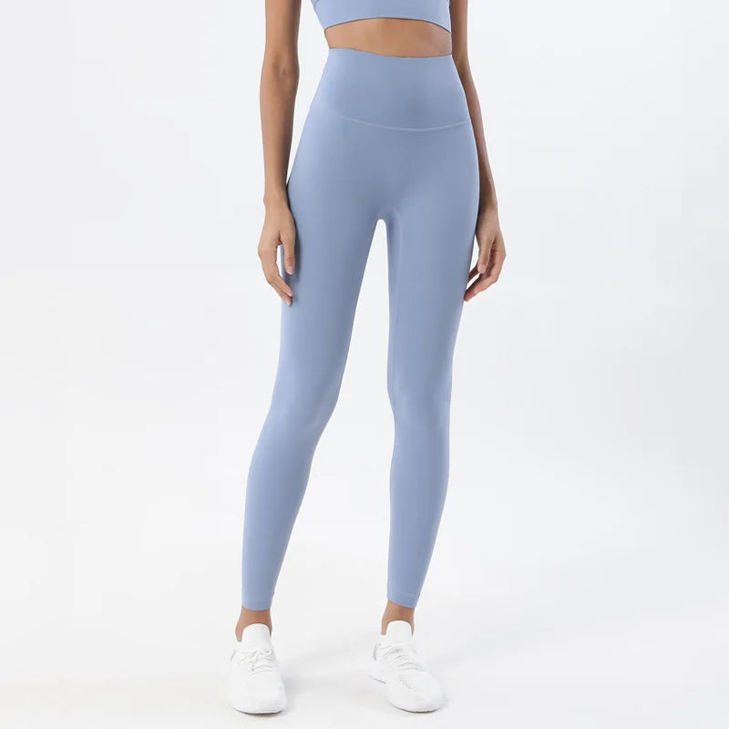 SOISOU Nylon Yoga Gym Leggings Women Girl Fitness Soft Tights High Waist Elastic Breathable No T Line Sports Pants 50 Colors ATFH