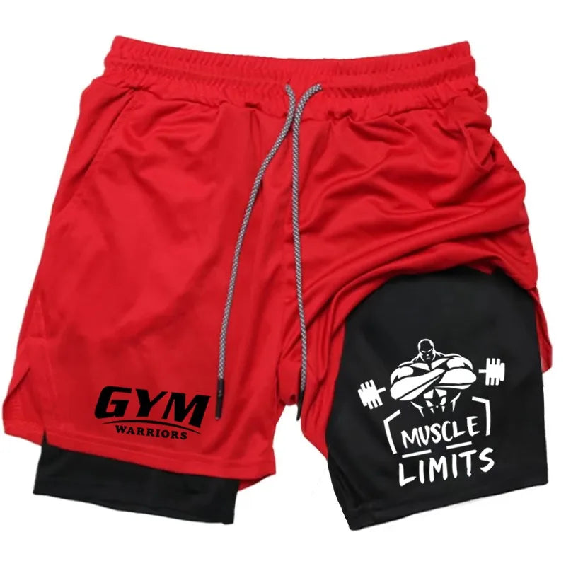 2-in-1 Men's Performance Shorts New Sports Quick Drying with Pocket Comprehensive Summer Gym Fitness Running Short wx193
