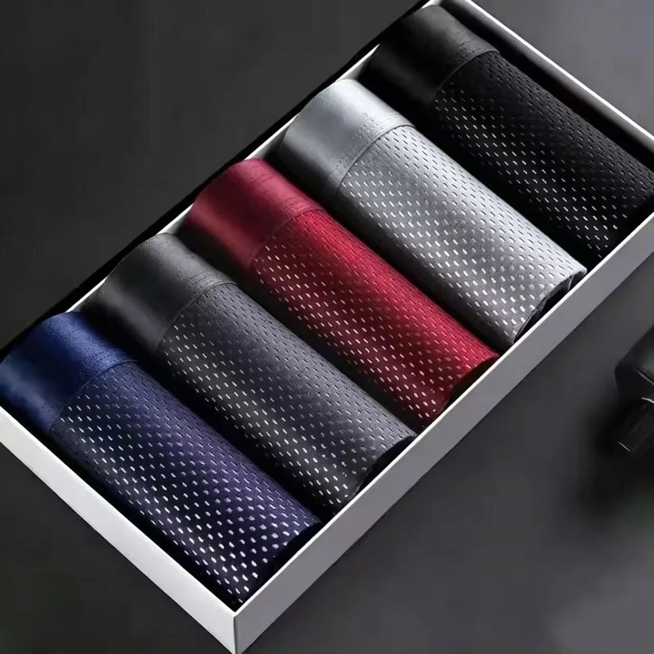 5pcs Men's Underwear Ice Silk Mesh Men Boxer Shorts Plus Size Panties Sexy Men Boxer Summer Breathable Light Thin Underpants