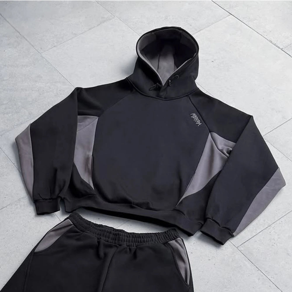 Autumn and winter new trendy men's and women's high street Japanese casual sports letter hooded sweatshirt and pants set ATFH