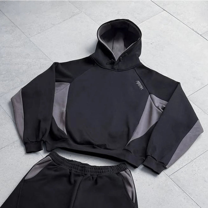 Autumn and winter new trendy men's and women's high street Japanese casual sports letter hooded sweatshirt and pants set ATFH