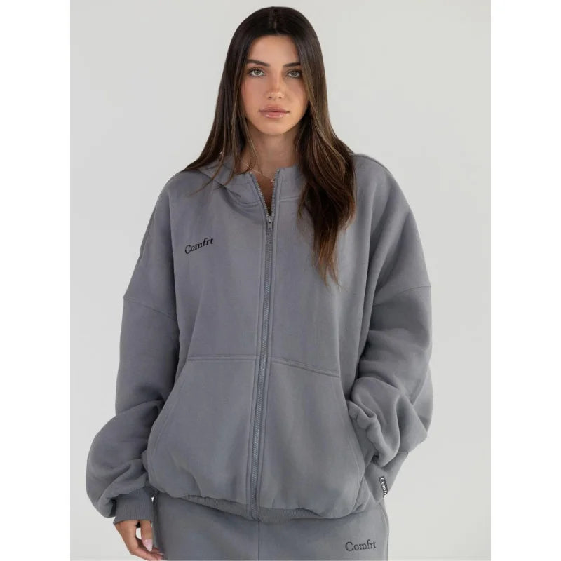 Comfort winter girls Cloud Zip Oversized Hoodie - ATFH