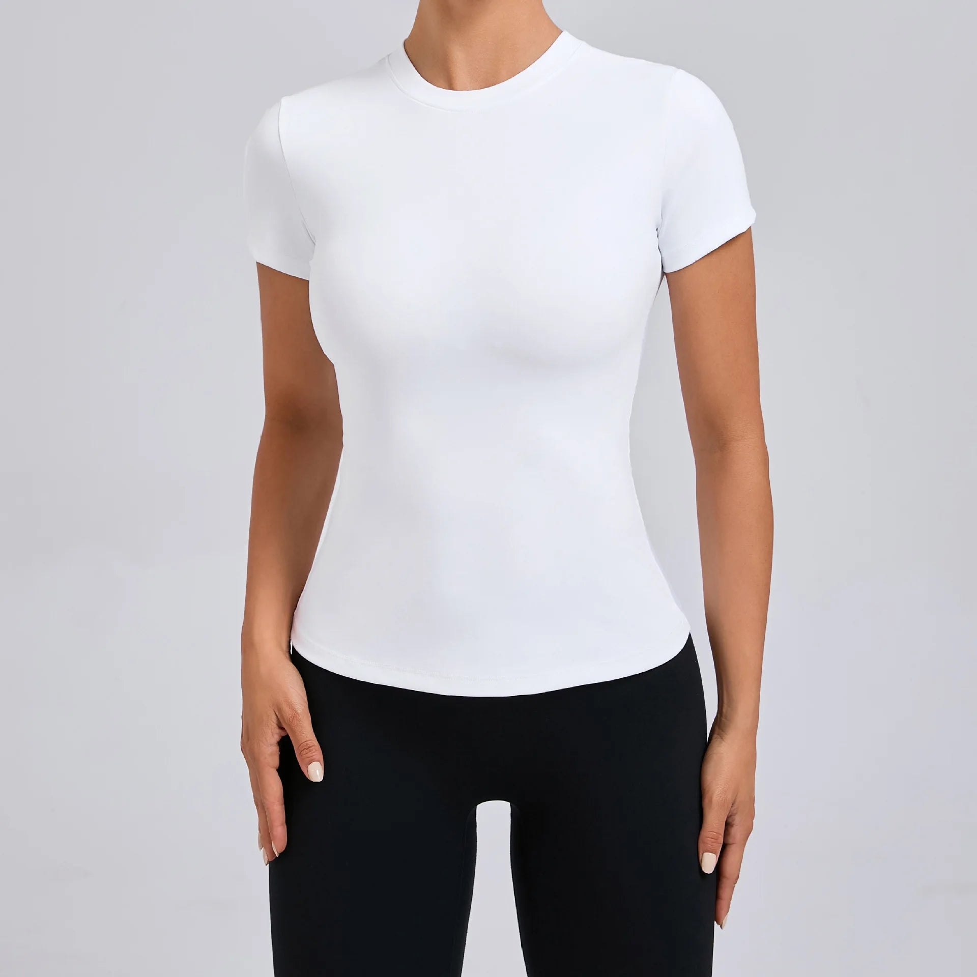 Gym Workout Women's Versatile T-shirt Short Sleeve No Padding Workout Top Outdoor Running Fitness Sports Short Sleeve Sportswear - ATFH