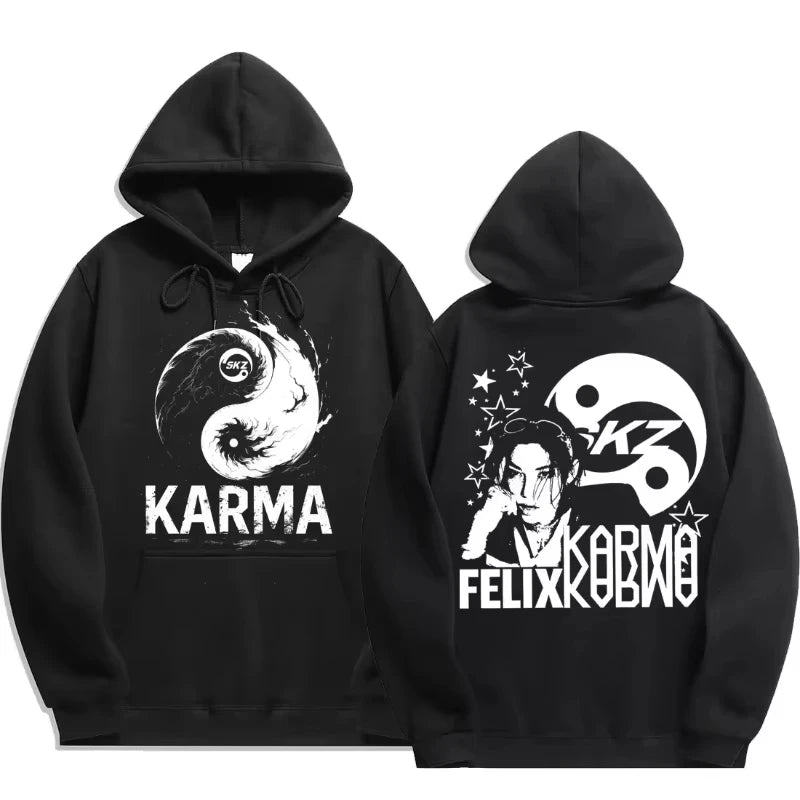 KPOP's fourth album KARMA printed men's hoodie FELIX HAN BANGCHAN CHANGBIN HYUNJIN LEE fashion hoodie