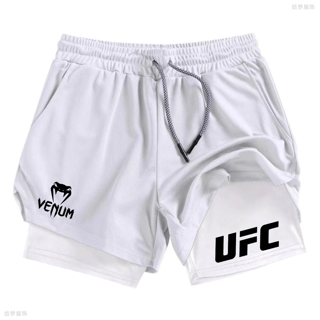 Summer Bottom Wear Running Shorts, Men's Fitness Gym Training 2-in-1 Sports Shorts, Quick-Drying Exercise Jogging Double-Layer S