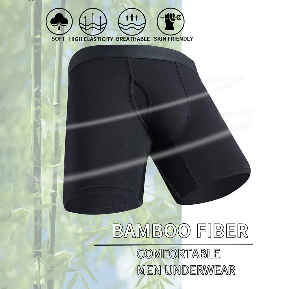 8Pcs Boxers Man Black Long Boxer Short Breathable Men's Underpants 3D Cutting U Pouch Design Man Clothes Plus Size Man Underwear