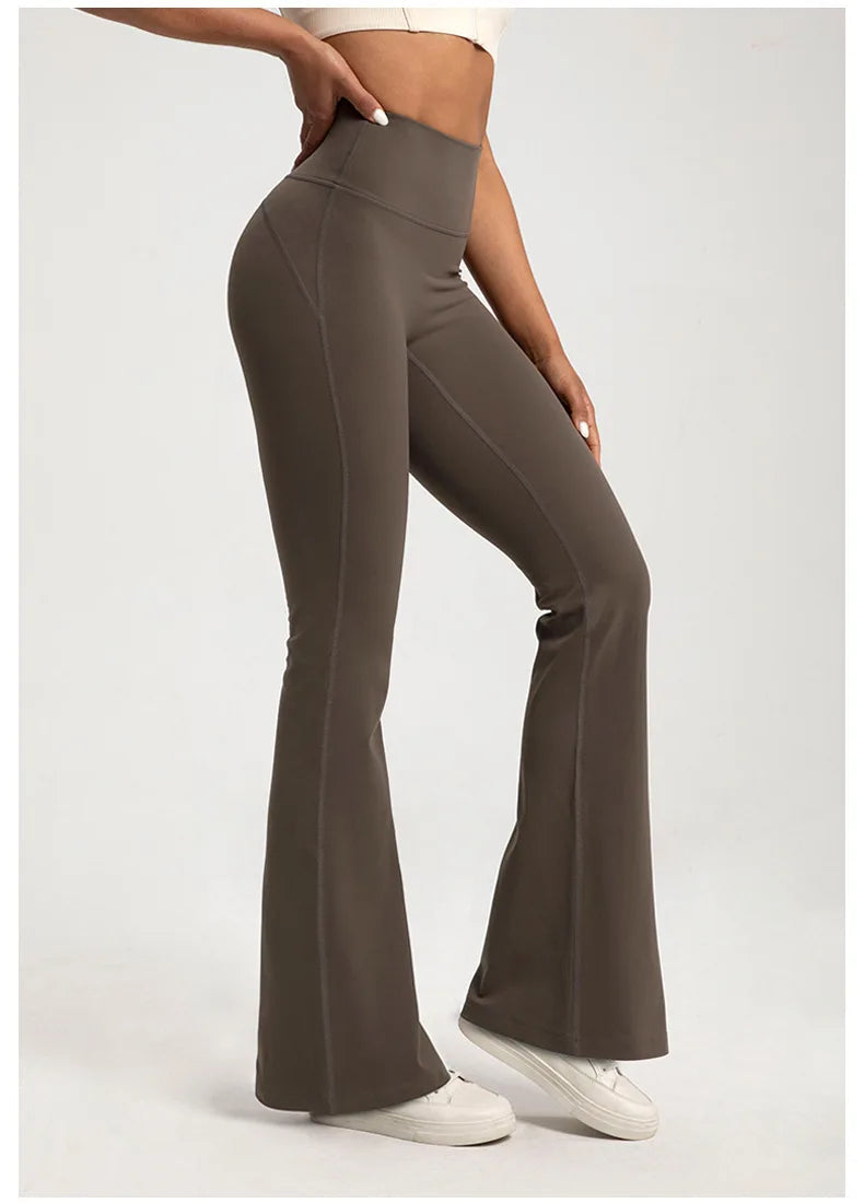 Naked High Waisted Waist Cinching Hip Lifting Fitness Exercise Elastic Bell Bottom Pants Women Casual Outdoor Running Yoga Pants ATFH