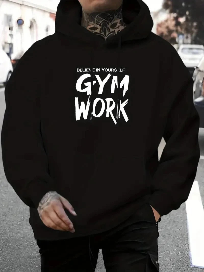 Men's Hoodies Pullover Spring Autumn Casual Hoodie Sweatshirts Print Hoodies Loose Black Sweatshirt For Male