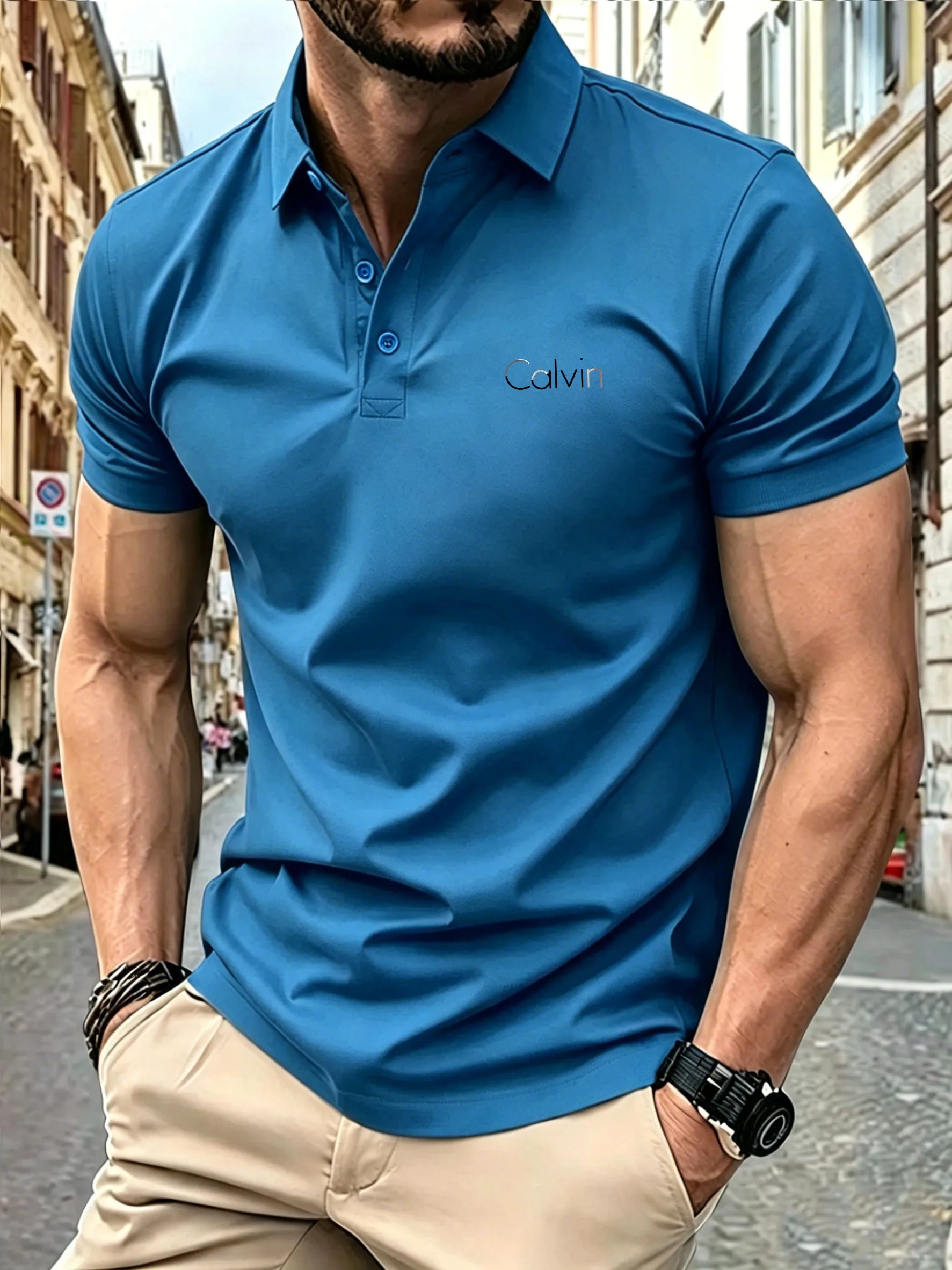 New style High end luxury brand fashion short sleeved high-end printed polo shirt summer new men's lapel T-shirt men's clothing