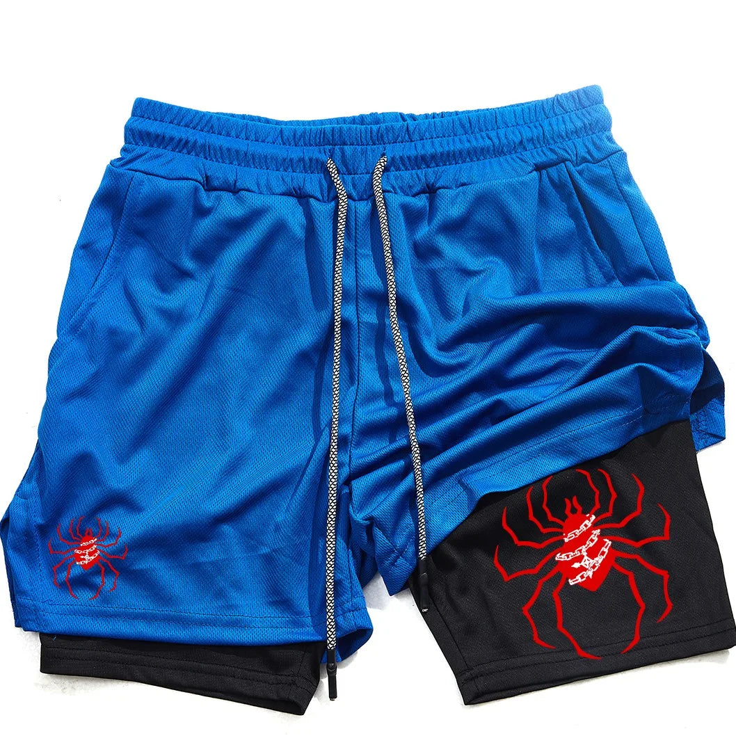 Anime Hunter X Hunter Performance Shorts for Men Breathable Spider Gym Shorts Summer Sports Fitness Workout Jogging Short Pants