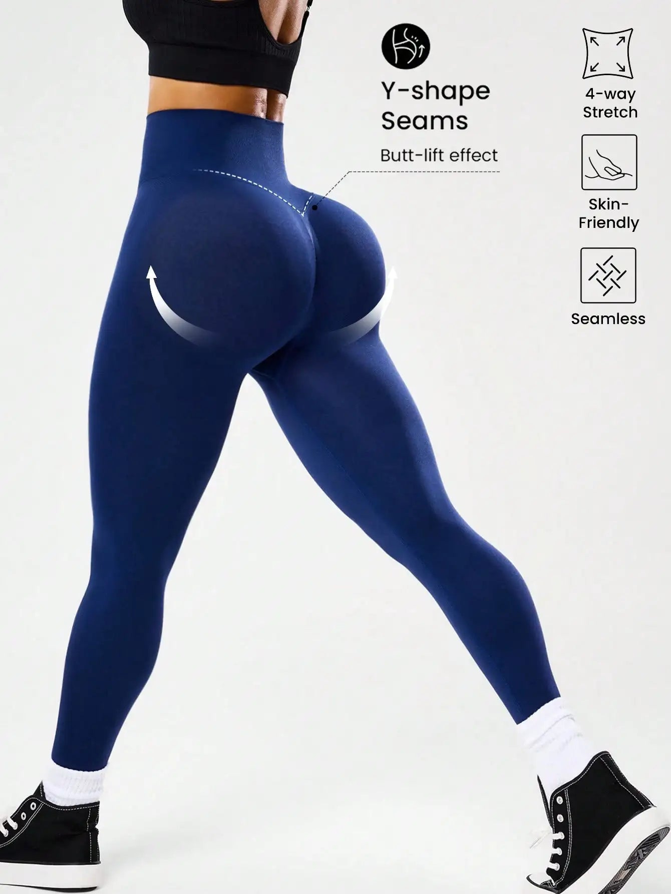 Bestselling Women's High-Waisted Tummy Control Peach Ass Running Fitness Leggings with V-Back, Breathable, Quick-Dry, and Lifted - ATFH