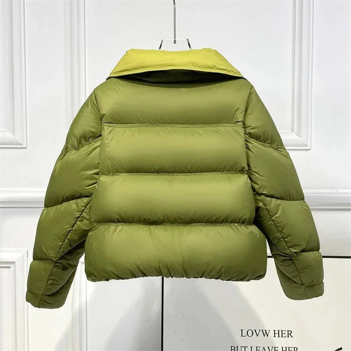 2025 New Autumn Winter Fashion Parkas Jacket Lady Thick Warm Bread Outwear Vertical Collar Down Cotton Coat Women Short Top