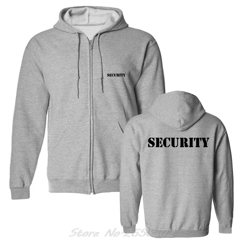 Security Men's Hoodie Event Staff Black Double Sided Men Fleece Hooded Jacket Sweatshirt Harajuku Streetwear - ATFH
