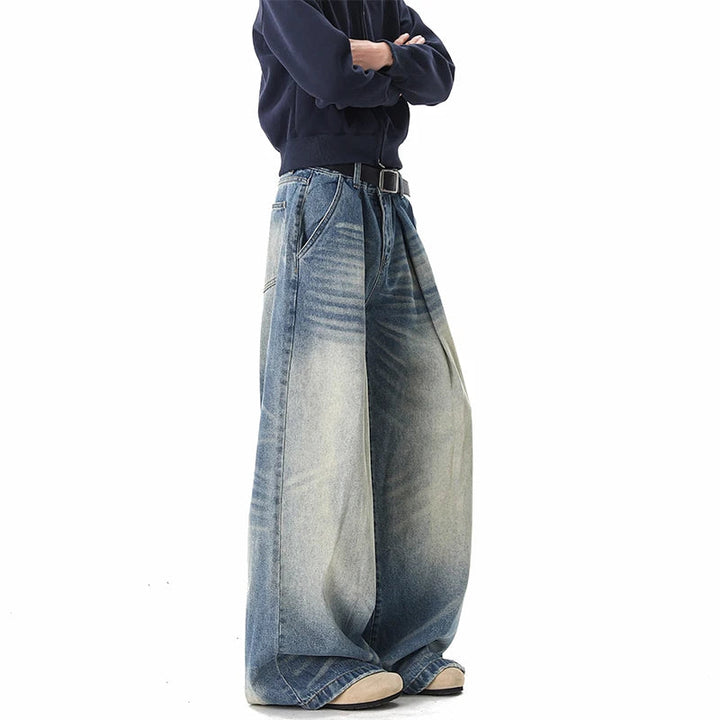 Men's Wide-Leg Baggy Jeans Casual Comfortable Fit Denim Pants Spring 2026 Outdoor Street Style Springy Loose Jeans ATFH