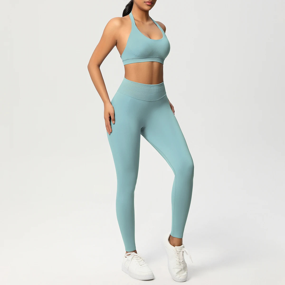 2 Piece Yoga Clothes Women's Tracksuit Athletic Wear Pilates Fitness Suit Gym Workout Push Up Clothes Sports Bra Leggings Suit - ATFH