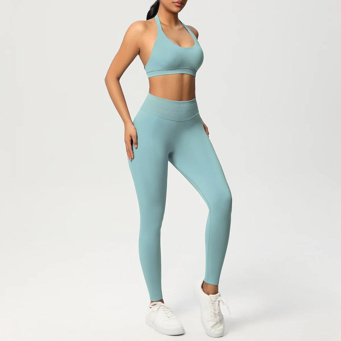 2 Piece Yoga Clothes Women's Tracksuit Athletic Wear Pilates Fitness Suit Gym Workout Push Up Clothes Sports Bra Leggings Suit - ATFH
