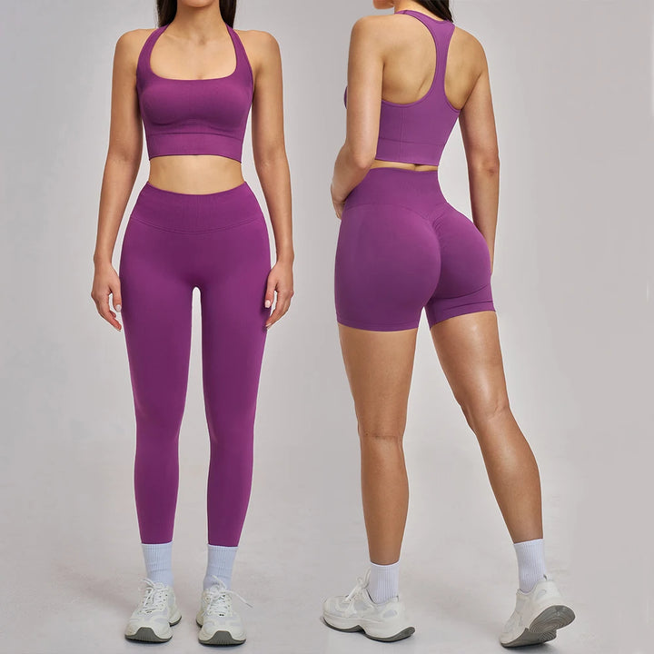 Seamless Yoga Set Women's Tracksuit Seamless Gym Fitness Set Woman 2PCS Leggings Sports Bra Breathable Sportwear Woman Clothes - ATFH