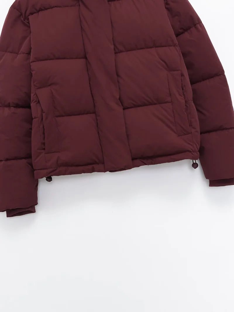 ETJ 2025 women's winter new short hooded waterproof and windproof thick jacket fashion quilted warm jacket ATFH