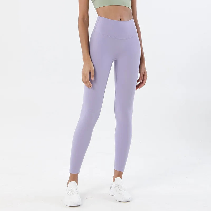 SOISOU Nylon Yoga Gym Leggings Women Girl Fitness Soft Tights High Waist Elastic Breathable No T Line Sports Pants 50 Colors ATFH