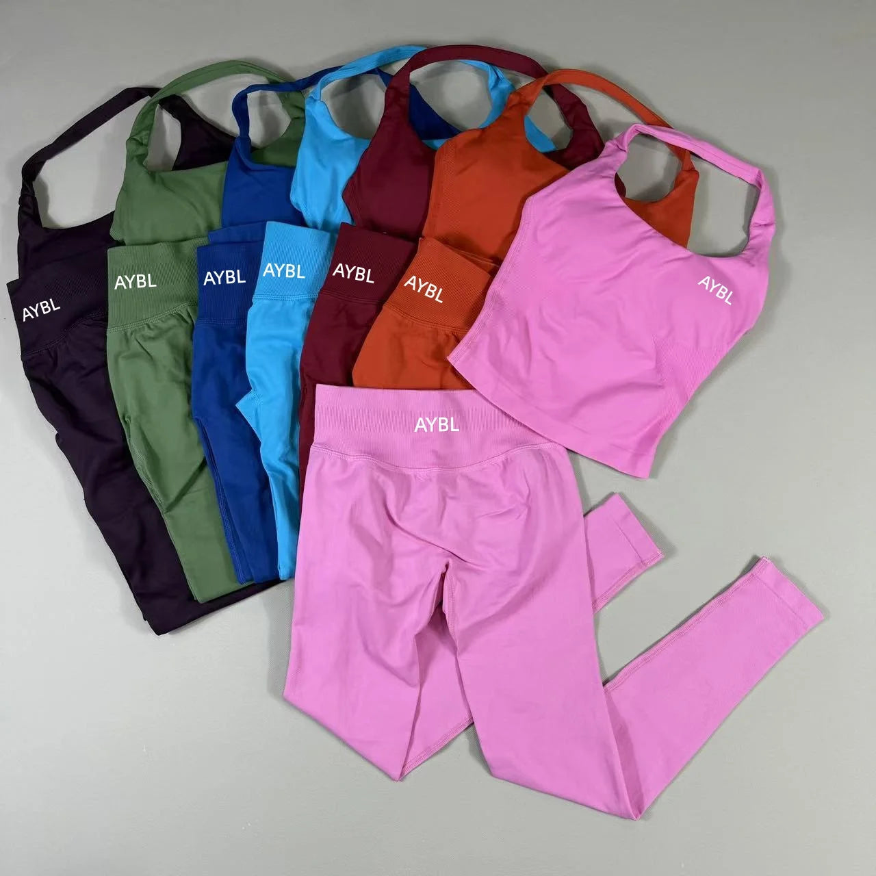 Impact Halter Top Impact Leggings for Women Seamless Sports Yoga Pants Low Ribbed Band Gym clothes Fitness Workout Clothes - ATFH