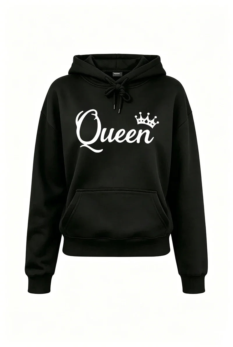 Queen Printing Autumn Winter Women's Outfits Casual Hooded Sweatshirts Outdoors Sports Jogging Clothes 2026 Single Hoodie Pants