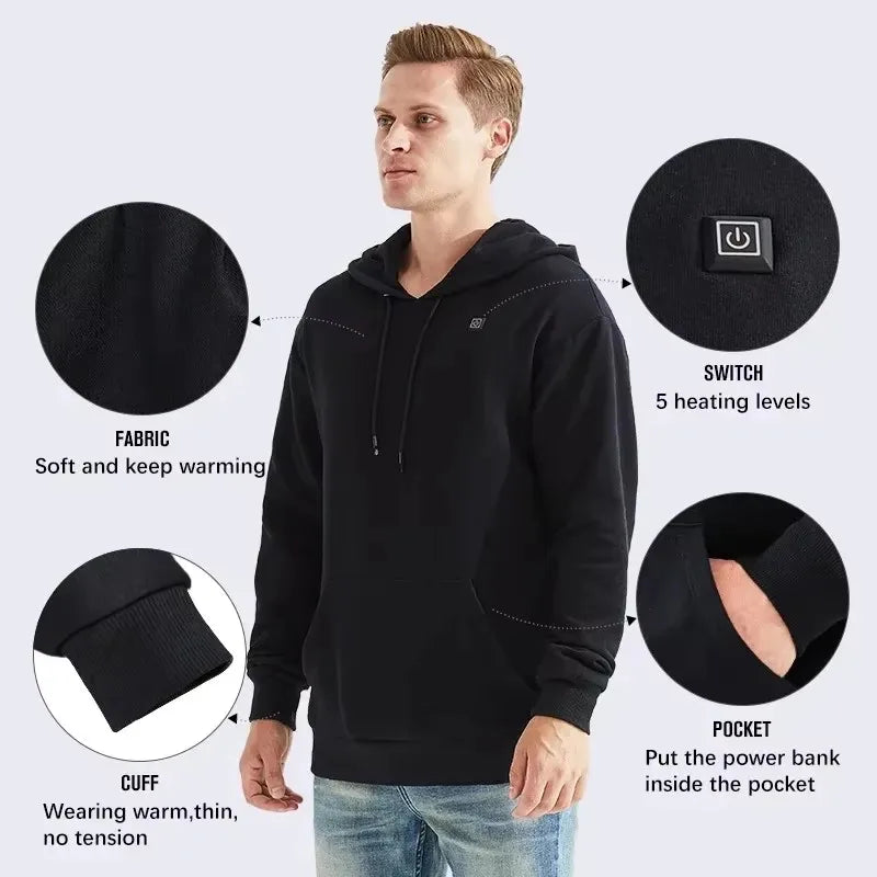 Women USB Heating Hoodies men Vintage Gothic Heated Jacket Long Sleeve Streetwear Loose Coats Harajuku Sweatshirts - ATFH