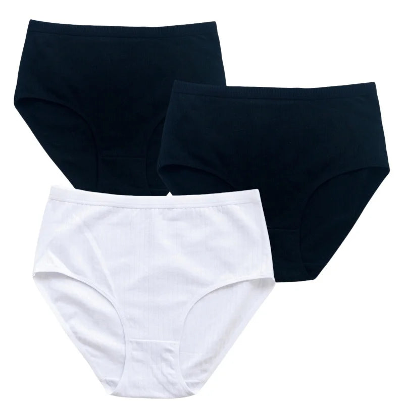 3Pcs/Set Women High Waist Panties Cotton Briefs Tummy Control Underwear Sexy Lingerie Breathable Full-Coverage Underpants S-XXL