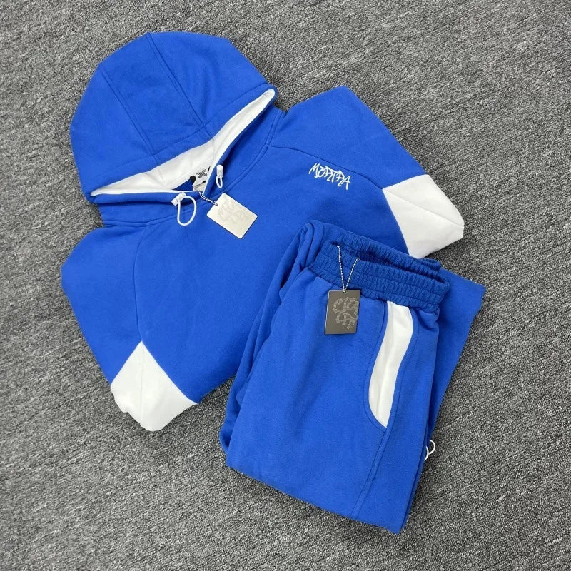 Mertra Patchwork Embroidery Fleece High Street Loose Autumn-Winter Men's and Women's Couple Sleeve Hooded Sweatshirt - ATFH