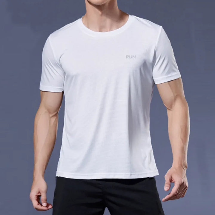 Plus Size Men Sport T-Shirt Ice Silk Loose Quick-Drying Fitness Half Sleeve Top Casual Cool Breathable Short Sleeve Solid Color
