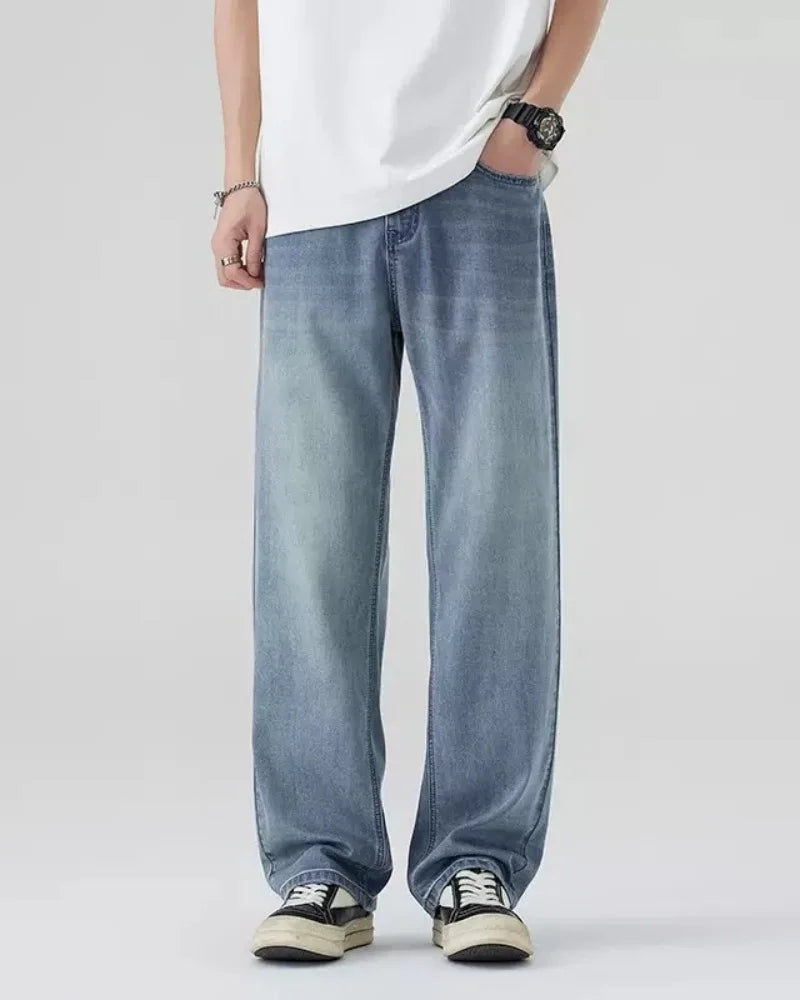 Men's Denim Pants Vintage Washing Wide Leg Loose Jeans Casual Straight American Style  Street Men Trousers Four Seasons New 2026 ATFH