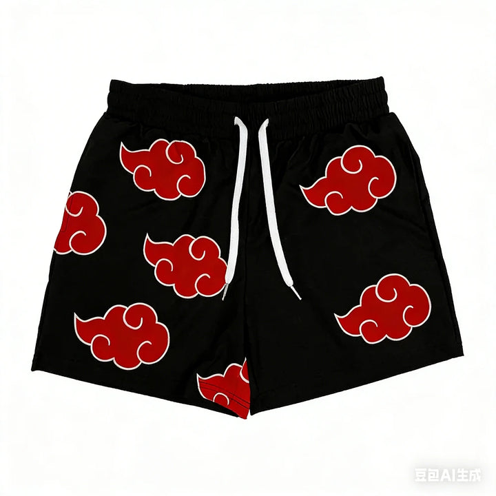 Summer New Men's Shorts Naruto Akatsuki 3D Fitness Exercise Running Shorts Oversized Breathable Quick Drying Sports Shorts