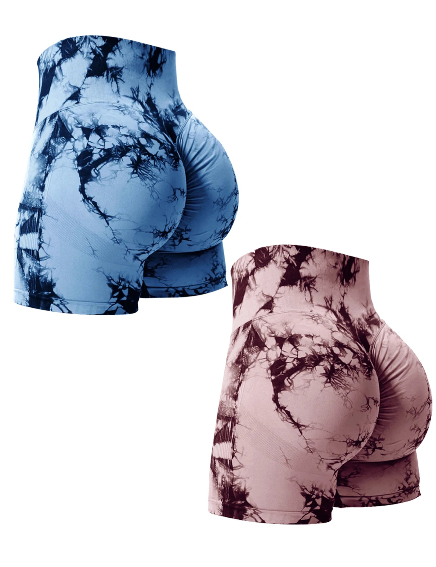 2PCS Tie Dye Butt Lifting Sexy Gym Shorts Woman Skinny Stretch High Waist Sport Shorts Casual Seamless Tahsi Fashion House