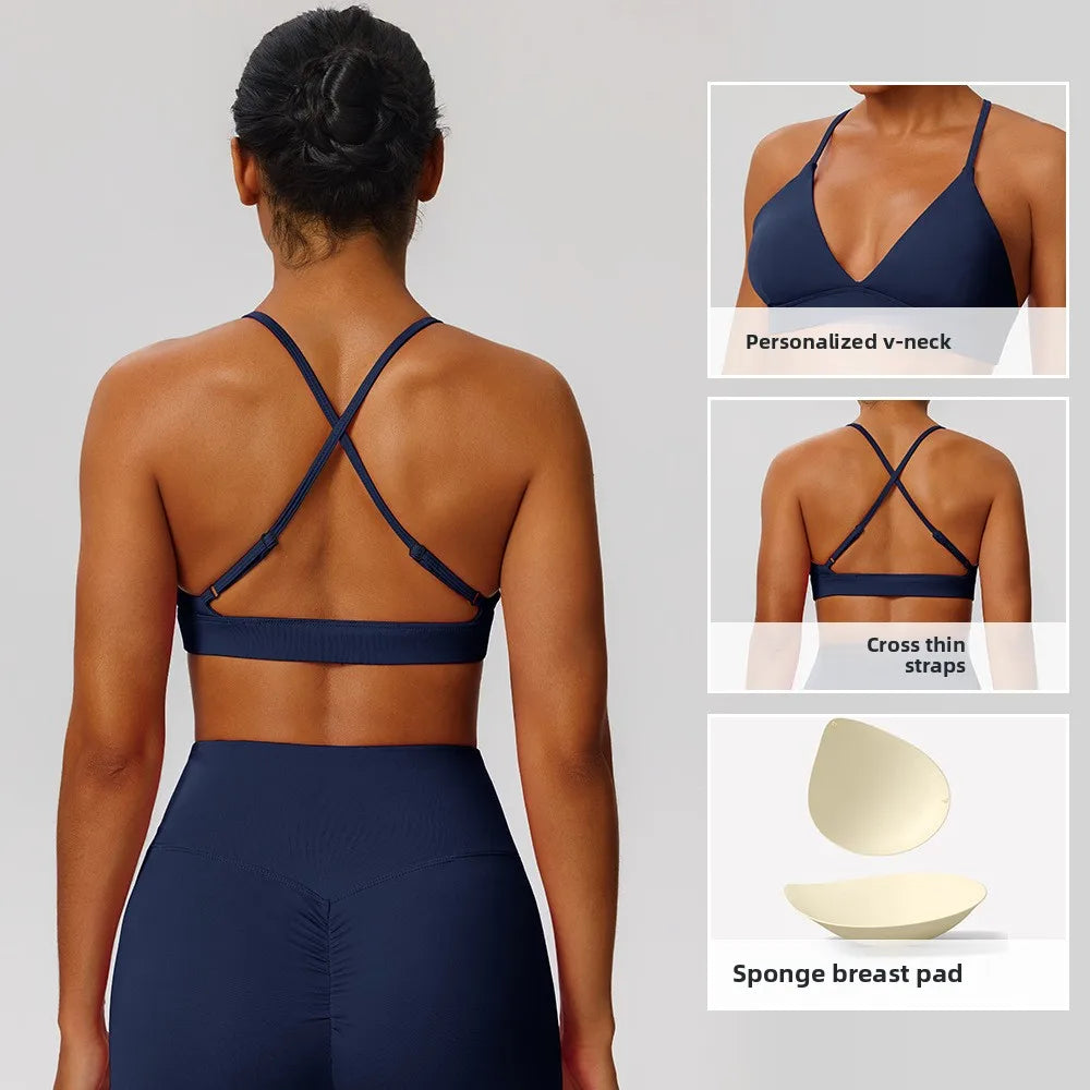 Woman Exercise sports bra back vest shockproof yoga bra quick-drying fitness top sexy cross-back beauty bra for ladies Bras - ATFH