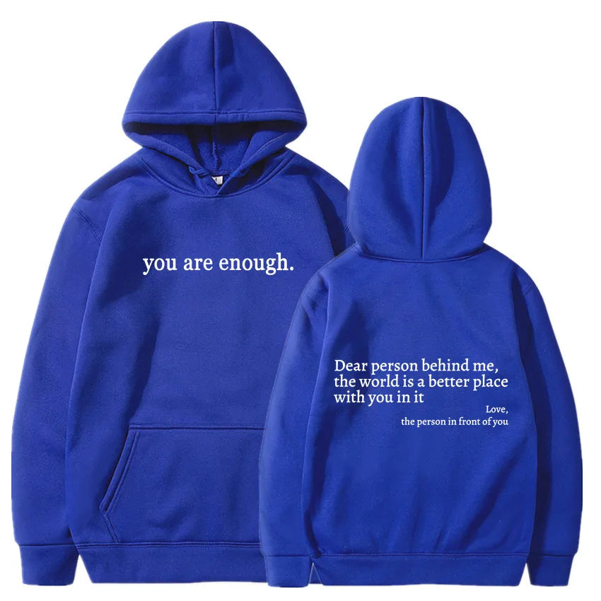 Dear Person Behind Me Men's Kangaroo Pocket Hoodie Classic Retro Women's Back Text Hoodie Neutral Fashion Hoodie Autumn Winter