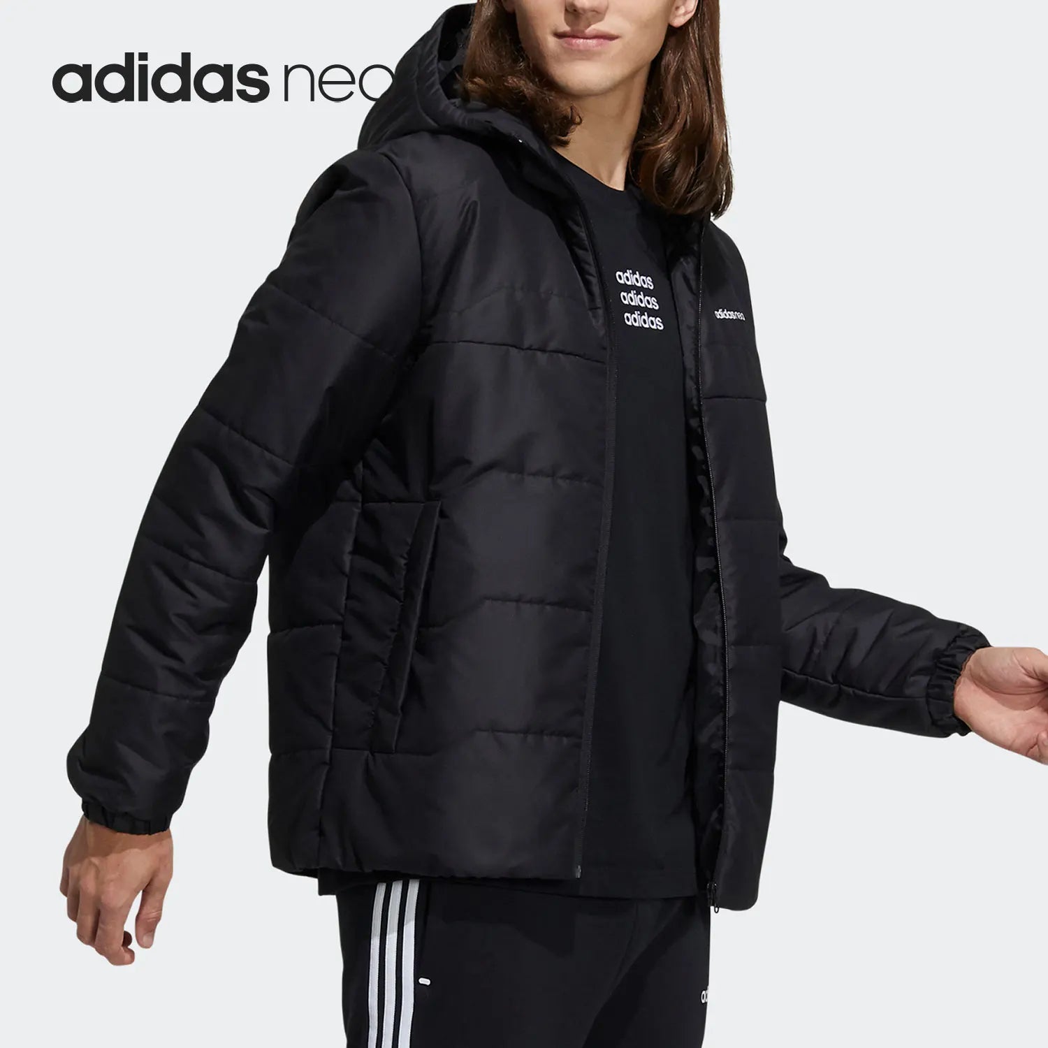 Adidas genuine Neo men's sports warm hooded cotton jacket H45236