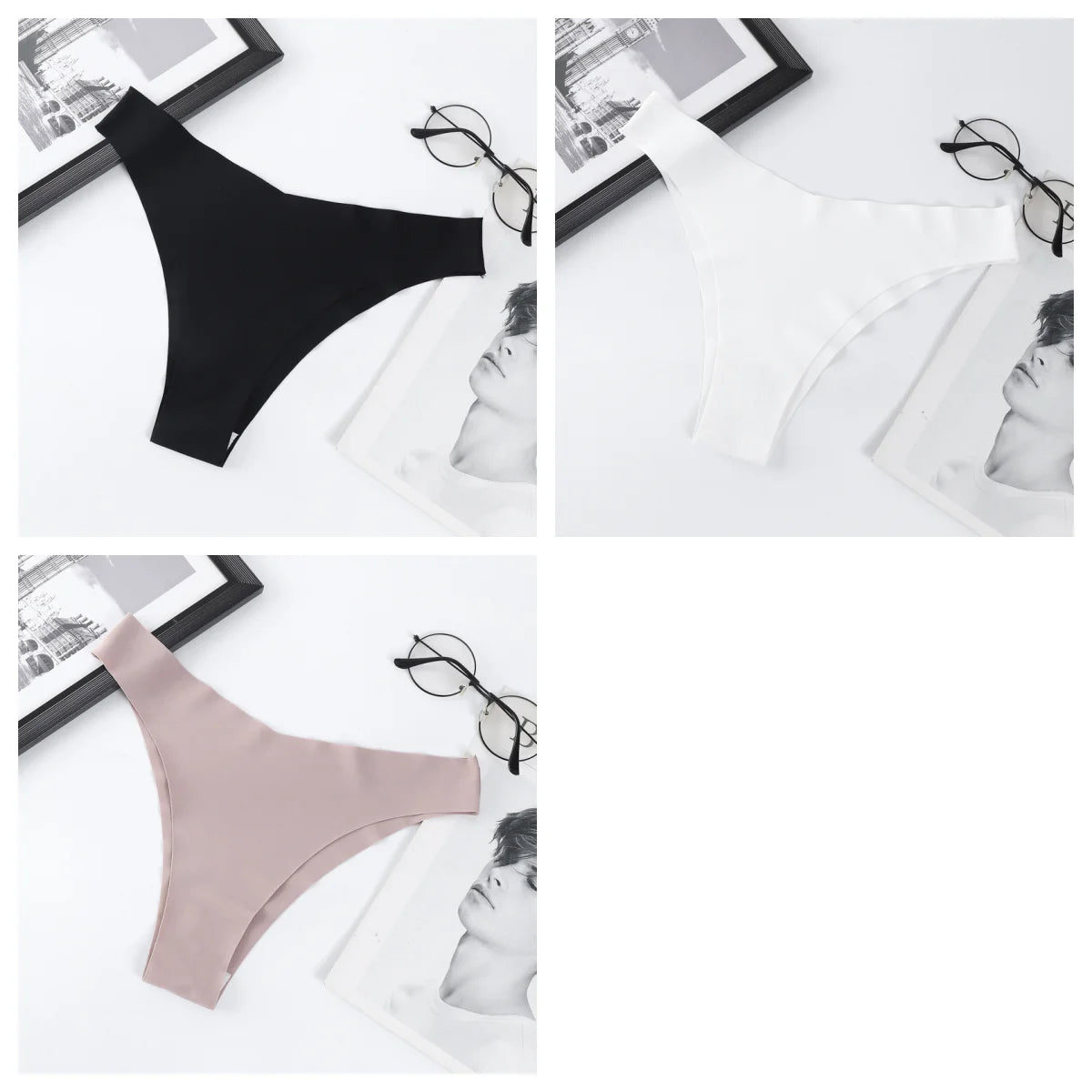 3Pcs/Set Women Ice Silk Panties V-Waist Low Rise Briefs Seamless Underwear Female Quick-Drying Underpants Sexy Lingerie S-L