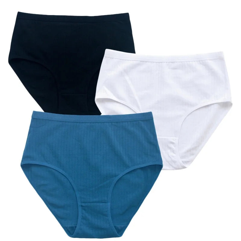 3Pcs/Set Women High Waist Panties Cotton Briefs Tummy Control Underwear Sexy Lingerie Breathable Full-Coverage Underpants S-XXL