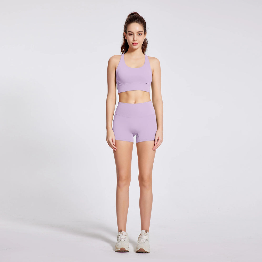 2 Pieces Yoga Clothes Gym Sets Sports Shorts Women Cross Back Bra Top High Waist Shorts Fitness Suits Running Workout Tracksuit - ATFH
