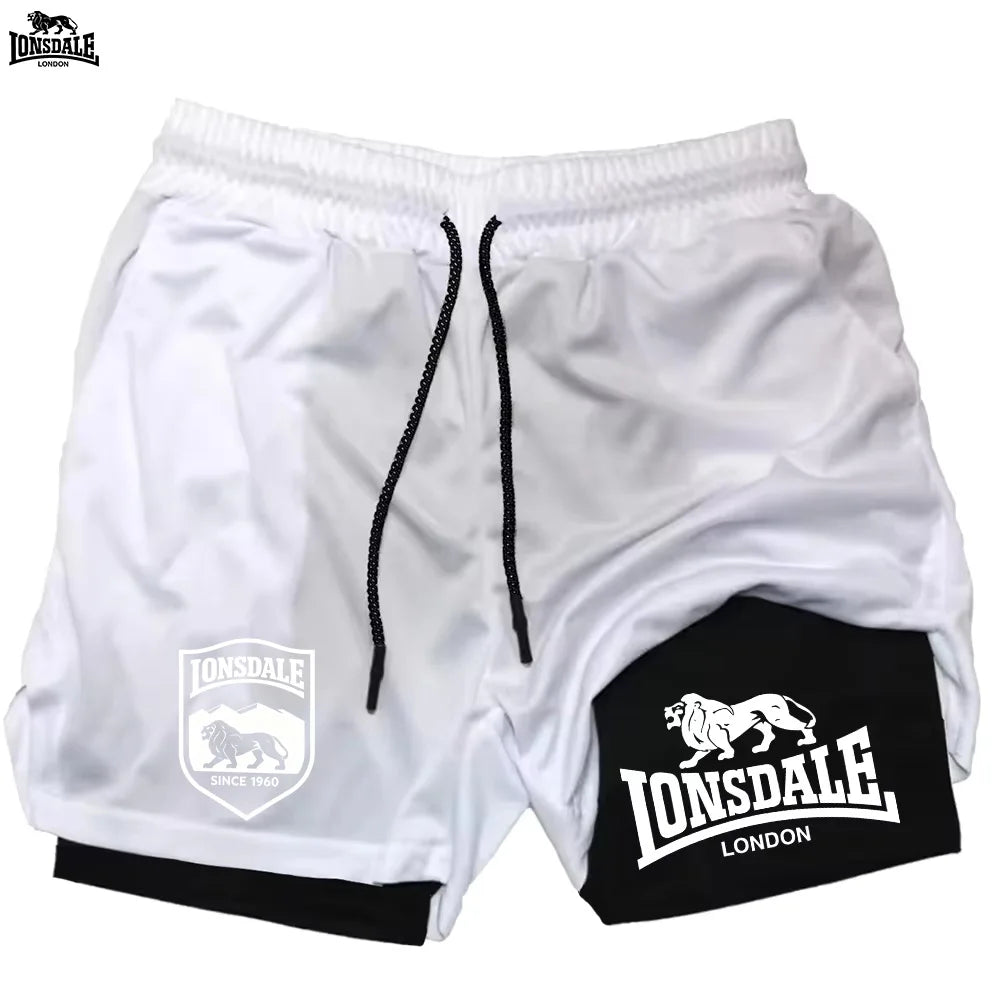 LONSDALE Men's 2-in-1 Quick Dry Running Shorts Gym Sports Workout Training Fitness Jogging Summer Shorts