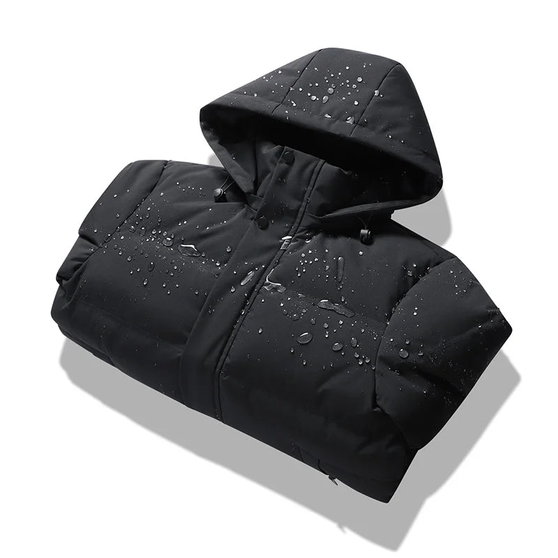 Winter Waterproof Outwear Warm Fleece Hooded Casual Parka Business Male Cotton Jacket Thicken Down Outdoor Windproof Coats