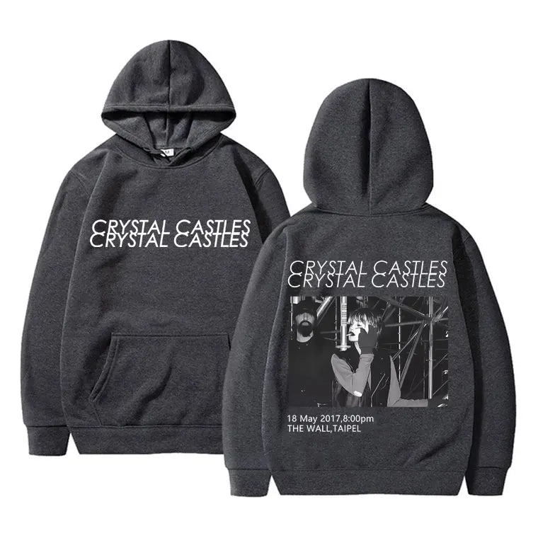 Canada Band Crystal Castles Double Sided Print Hoodie Men Women Gothic Punk Sweatshirt Men's Rock Oversized Pullover Streetwear - ATFH