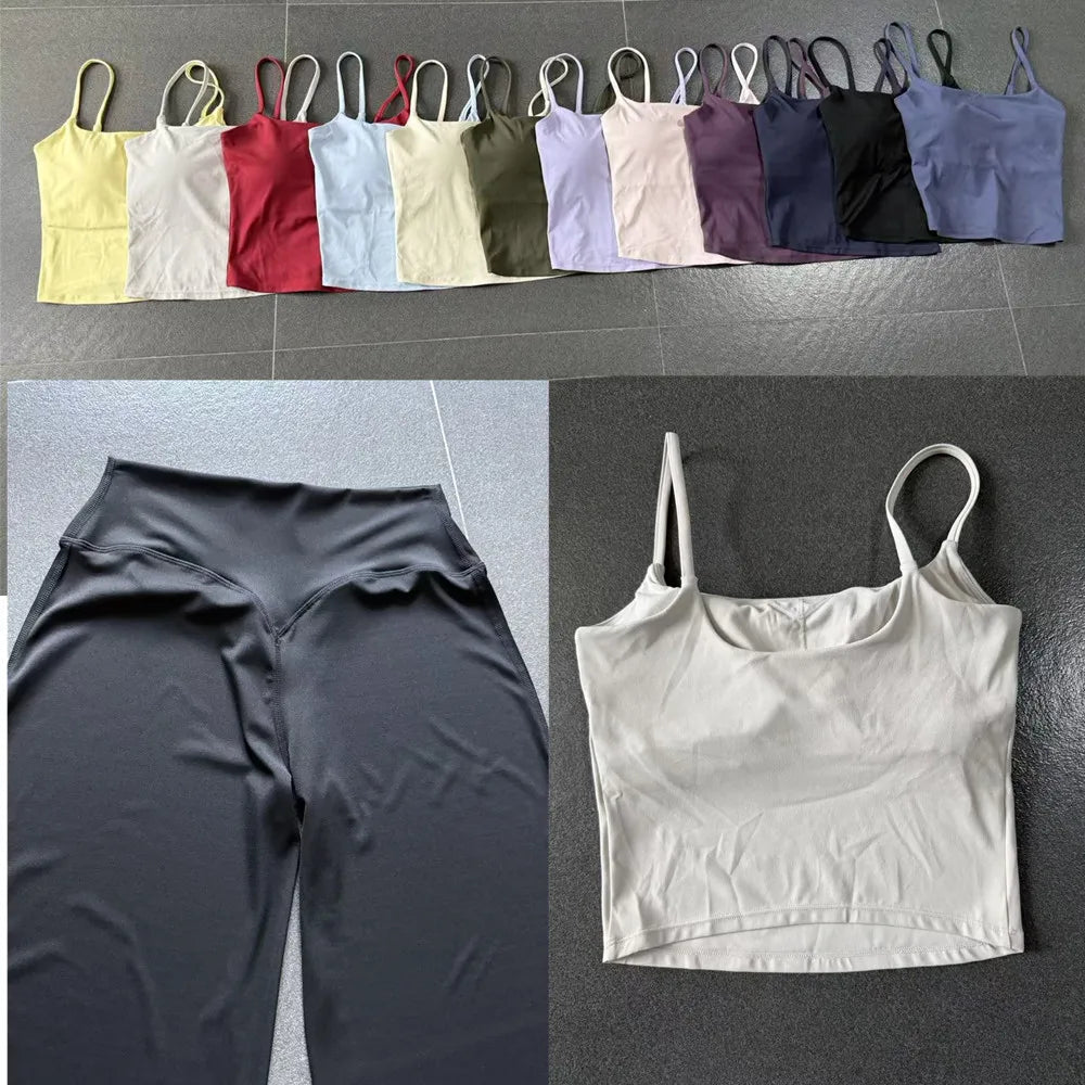 Women Straight-Leg Sports Pants Gym Clothing Naked Feeling Compression Wide Leg Yoga Leggings Pilates Fitness Tights XP01 ATFH