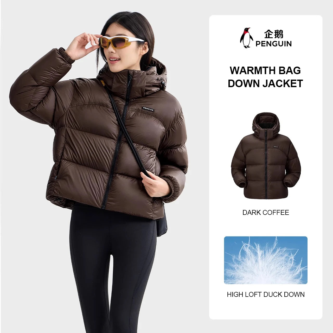 GOLDEN CAMEL Women's Hiking Down Jacket Penguin Series 2025 Winter Windproof Warm Short Puffer Jackets Thick Hooded Coats -10℃